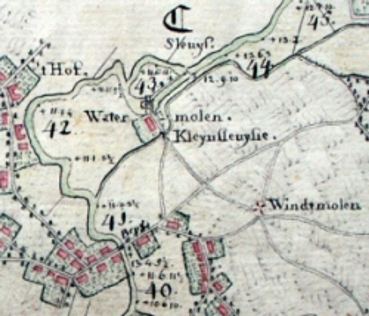 Erp, De windmolen aan de Watermolenweg op een kaart uit 1803