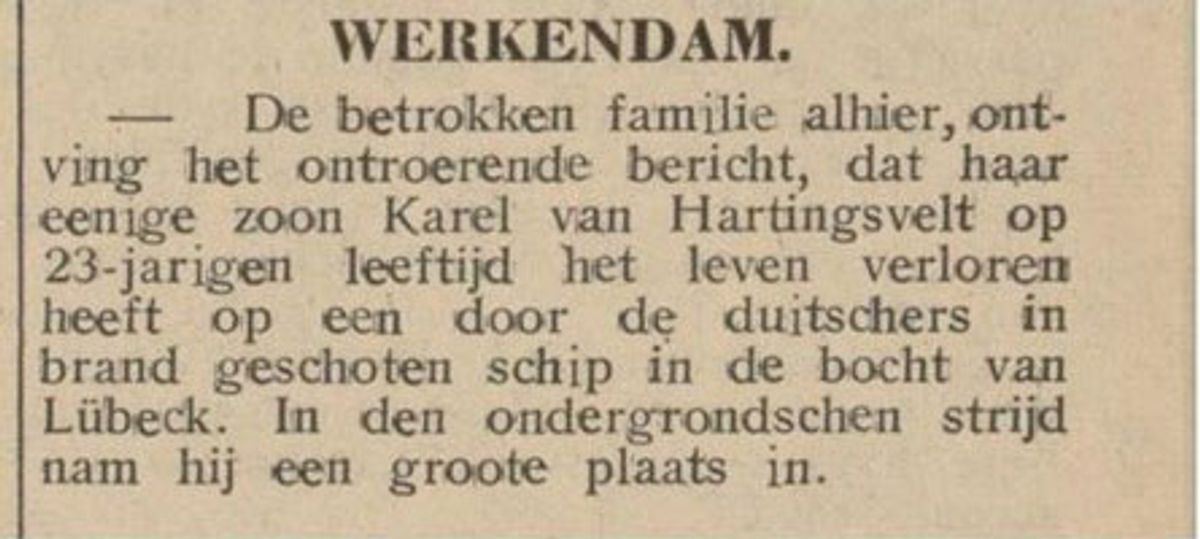 Bericht in periodiek nieuwsblad 'De Sirene', 8 oktober 1945