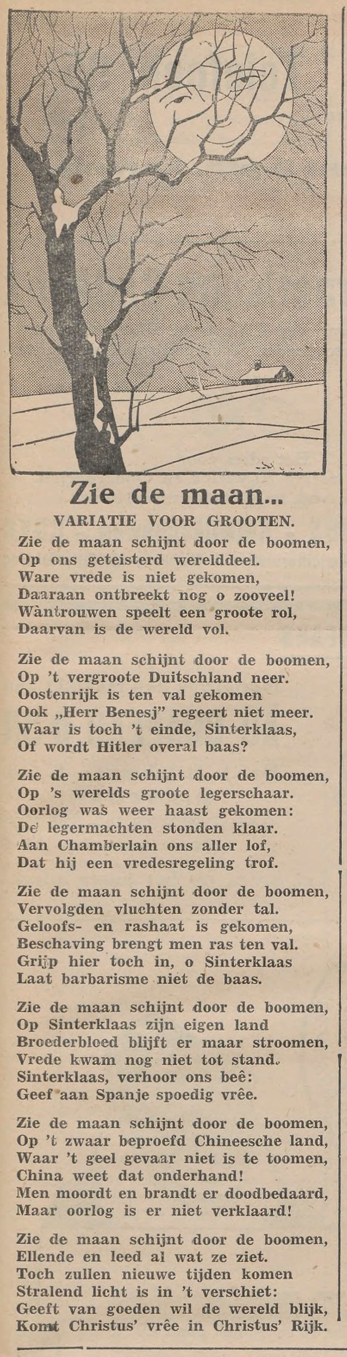 Gedicht 'Zie de maan', Echo 26-11-1932