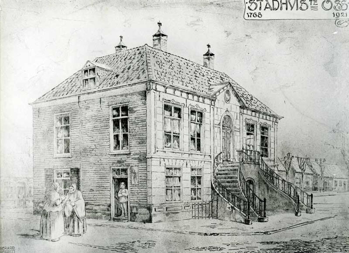 De tekening van G. Gerrits (foto: Paul van der Werff; coll. Stadsarchief Oss)