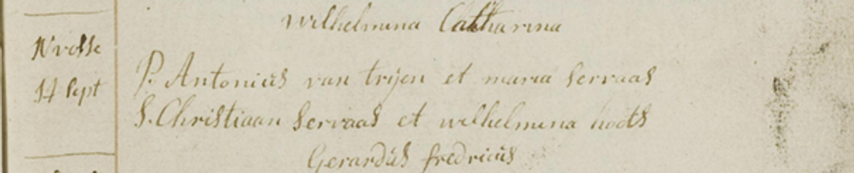 Doopinschrijving WC van Trijen 1809