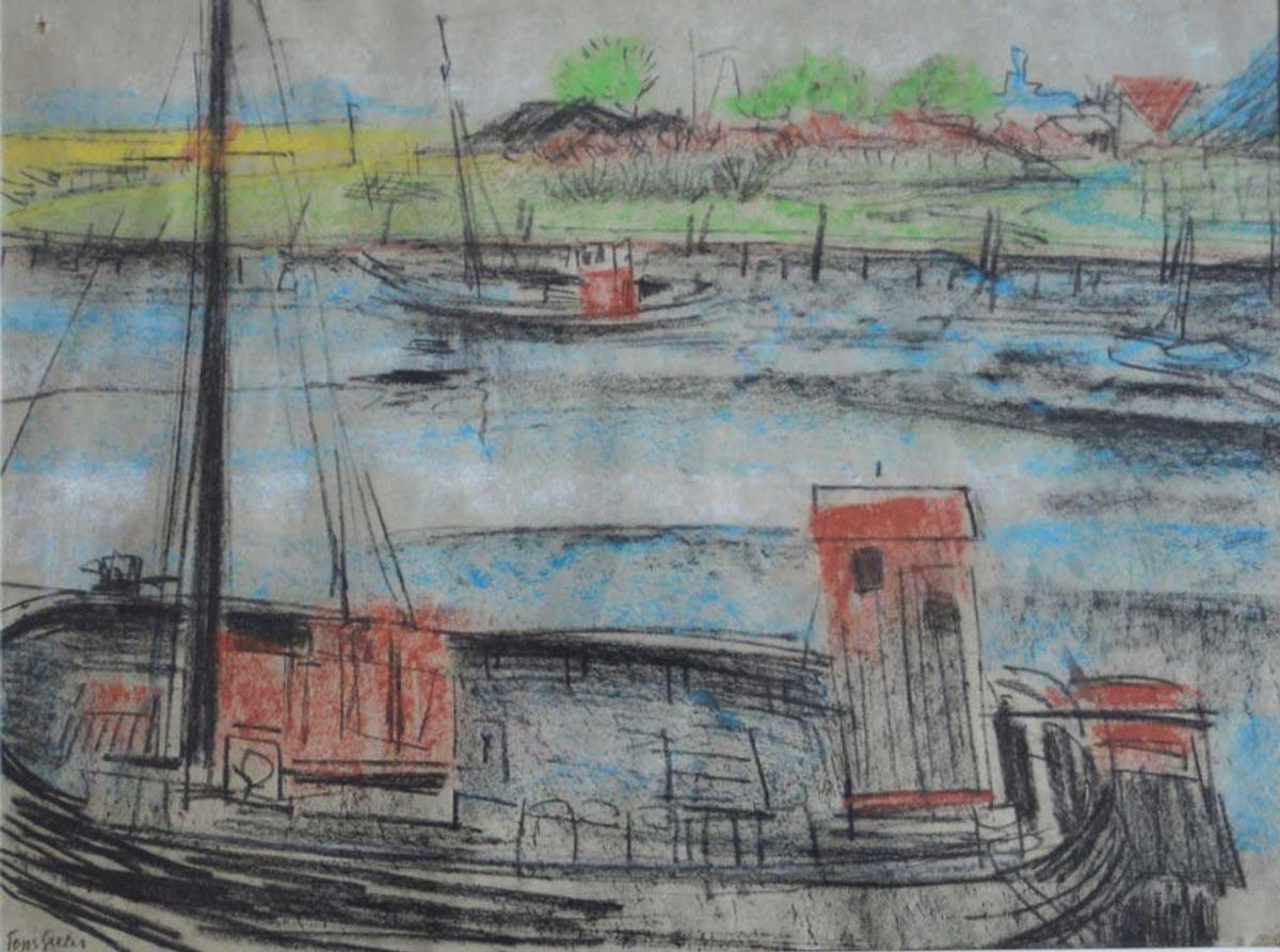 De werf van Bram Boer, gezien van de Shell-steiger (© erven Fons Gieles)