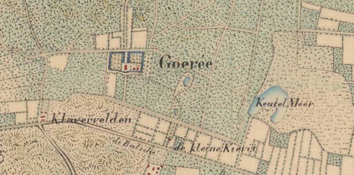Landgoed Goeree op een kaart uit 1840 (Bron: Nationaal Archief NL-HaNA_4.TOPO_9.176)