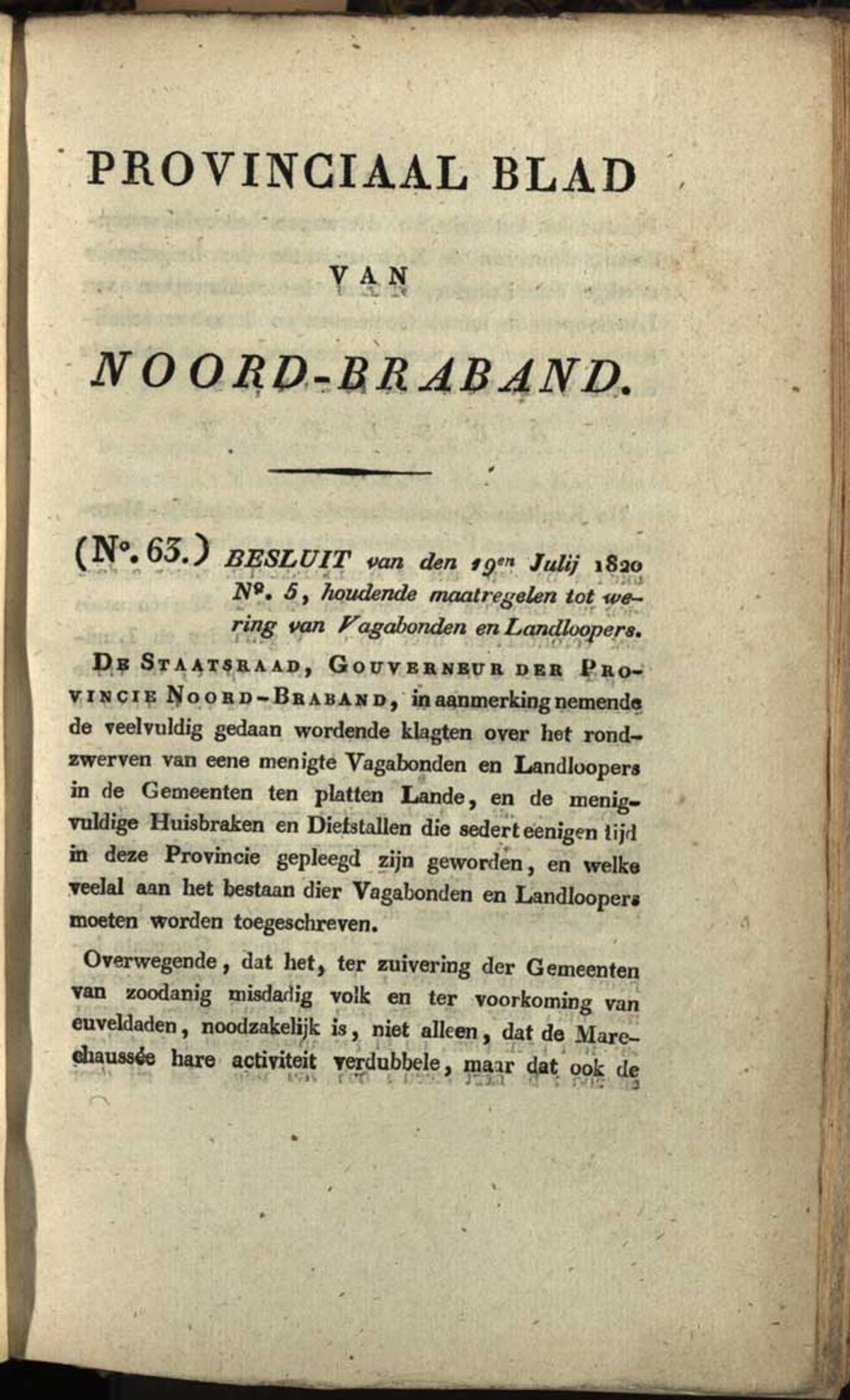 Provinciaal Blad 19 juli 1820 no. 63