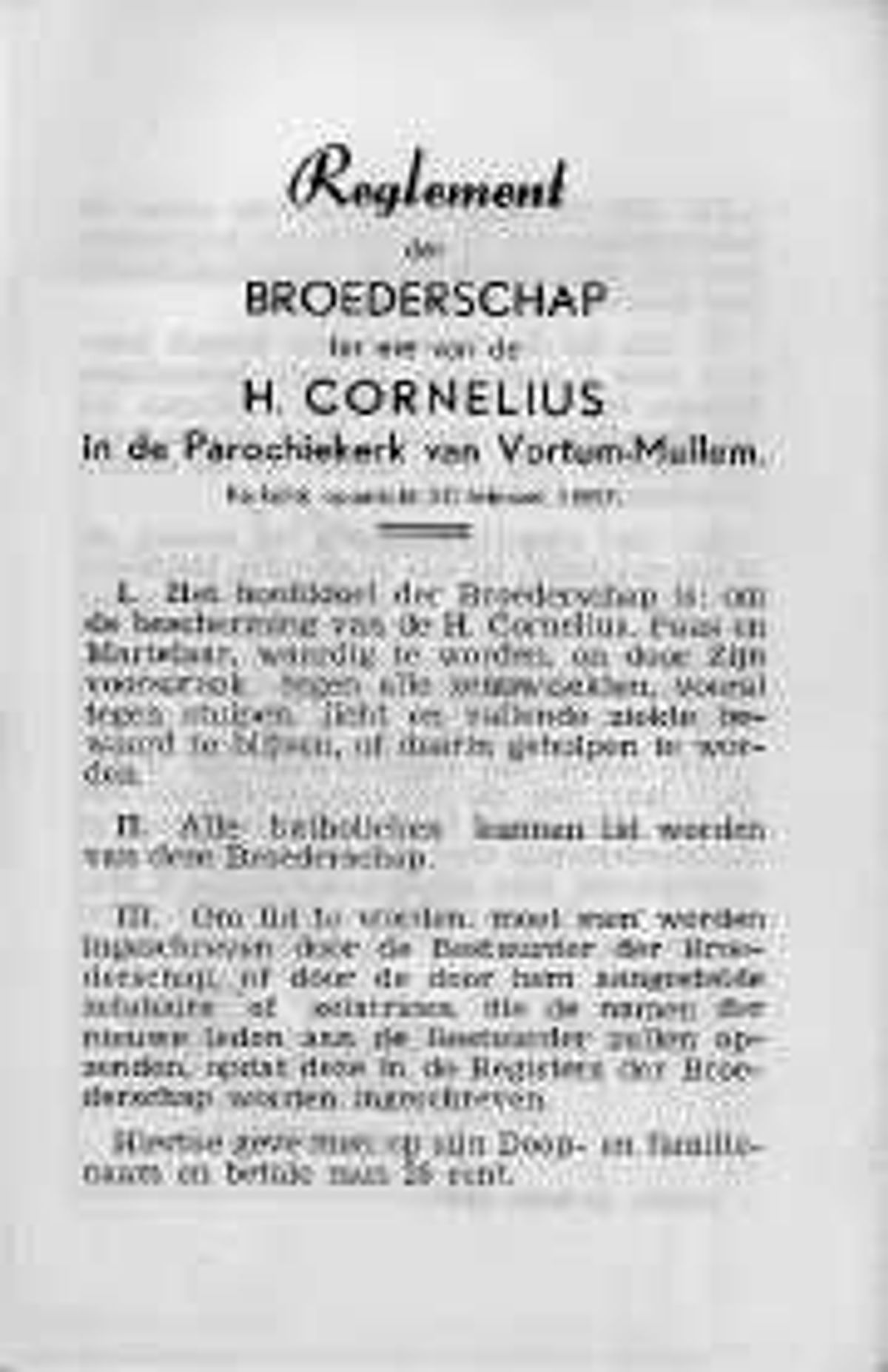 Het Reglement van de Corneliusbroederschap