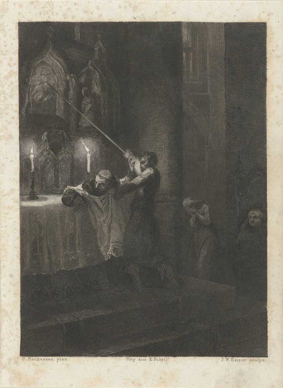 Johann Wilhelm Kaiser, Vandalisme in een kerk, 1847 (bron: Rijksmuseum, nr. RP-P-1908-4316. Publiek domein)
