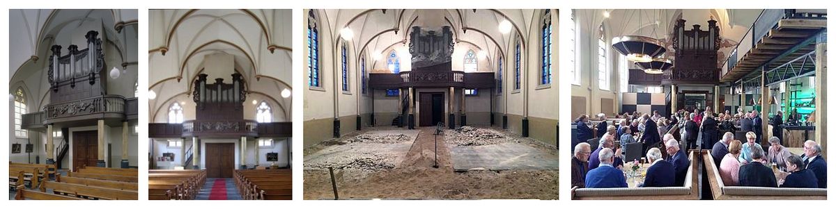 Foto’s: de twee links uit archief Vijf Heiligen Parochie en de twee rechts uit bezit restaurant Onze Kerk