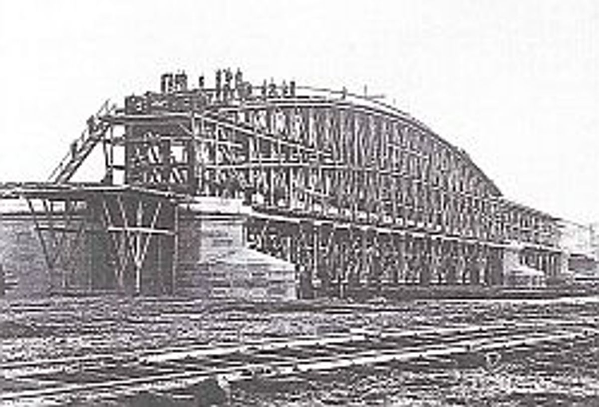 Bouw van de grote overspanning op het droge, 1870