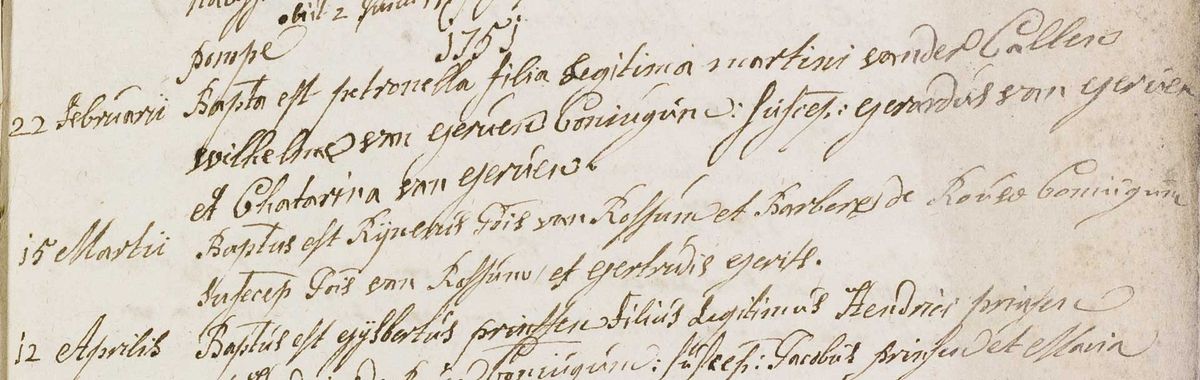 Afbeelding 10. Doop van Rijnerus Jois van Rossum en Barbara de Rouw in 1751