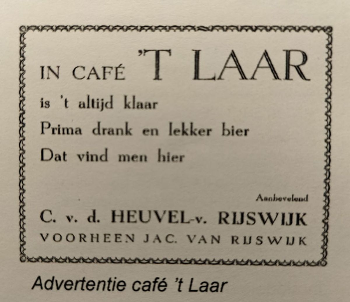 Advertentie van de laatste eigenaren