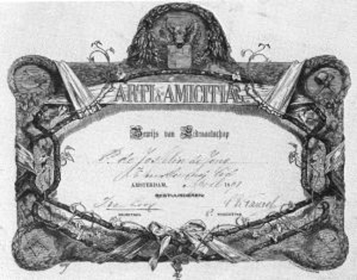 Bewijs van lidmaatschap van Arti en Amicitiae