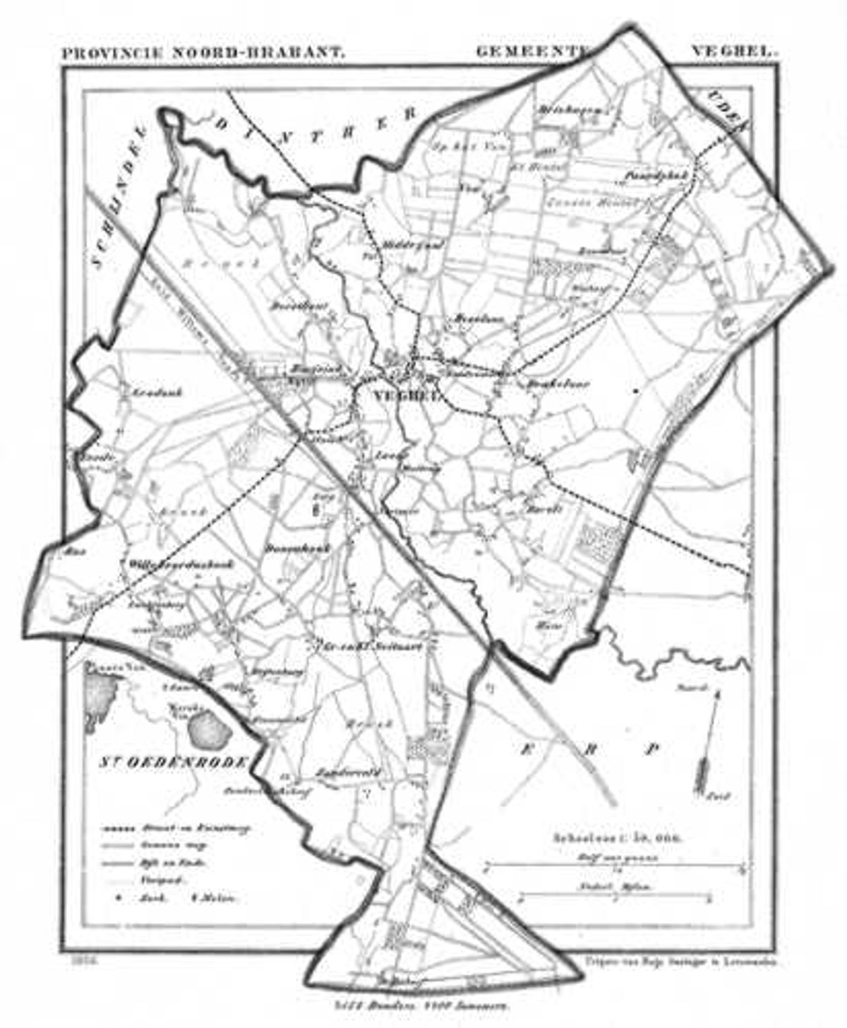 Veghel in 1866 (J. Kuiper, Gemeente-atlas van Noord-Brabant)