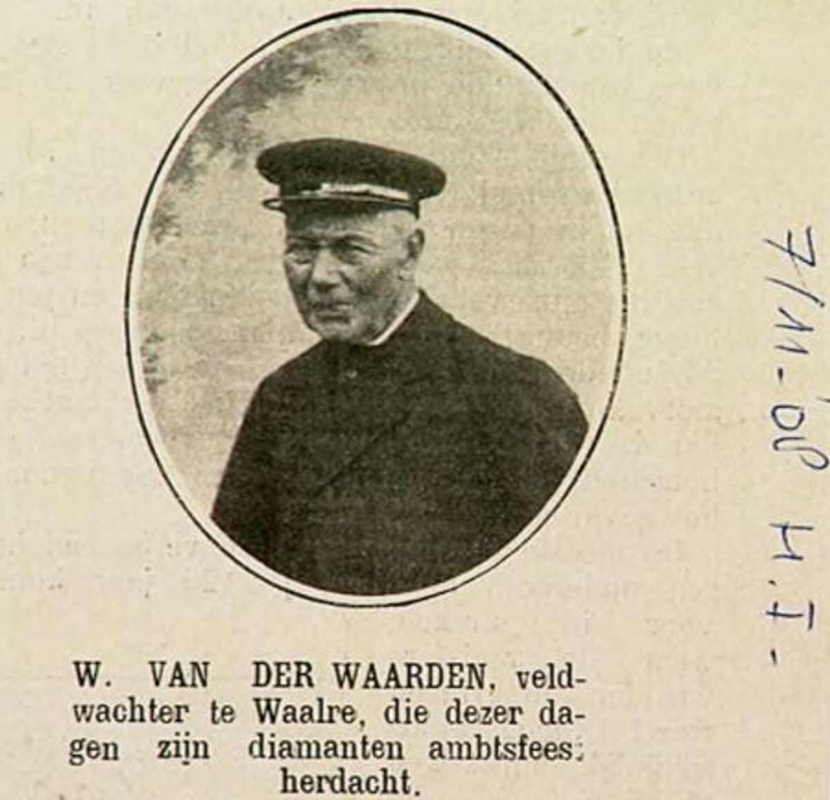 Veldwachter W. vd Waarden, ca. 1908 (bron: RHCe)