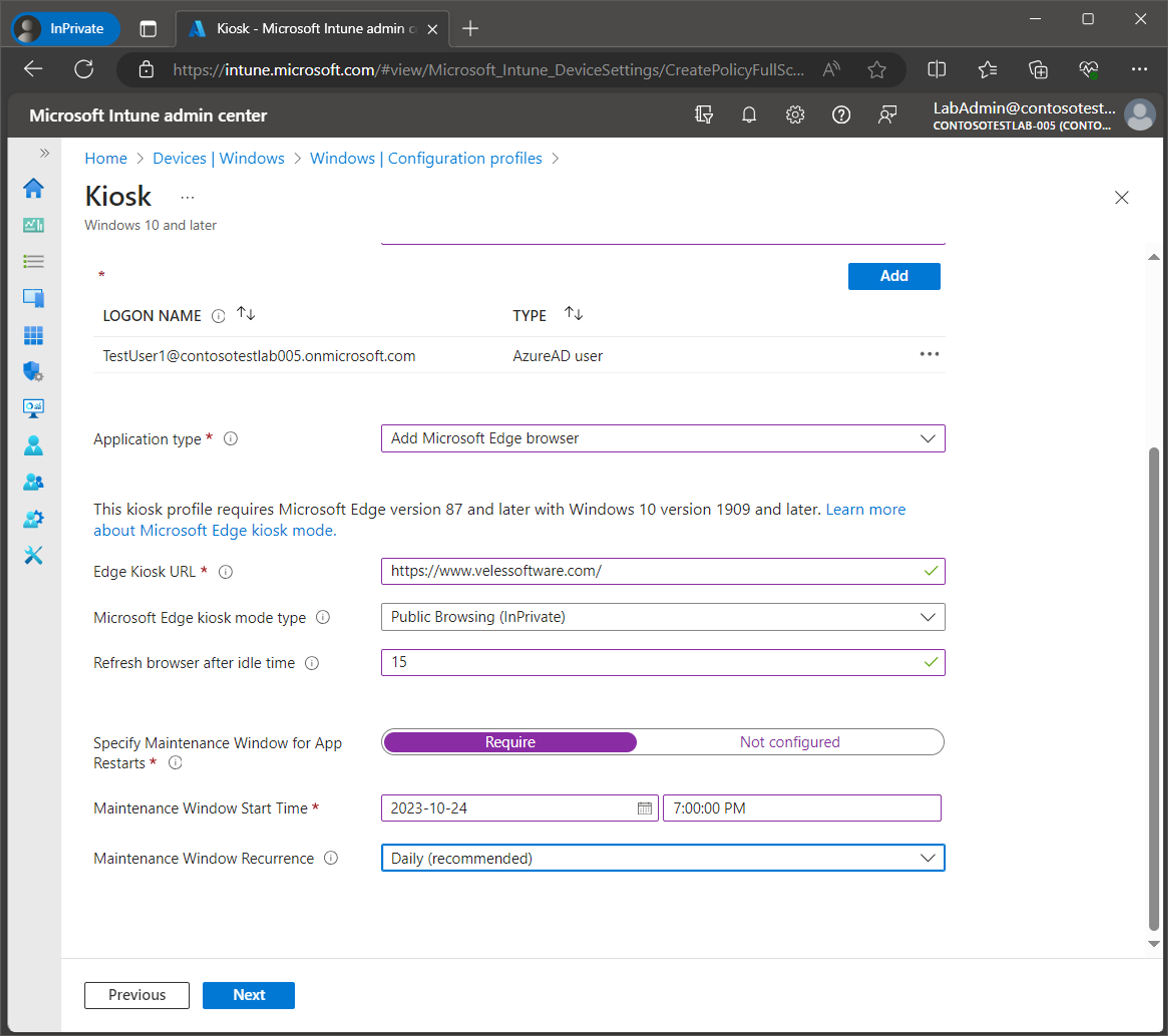 Set up Windows Kiosk Mode with Intune screenshot 18