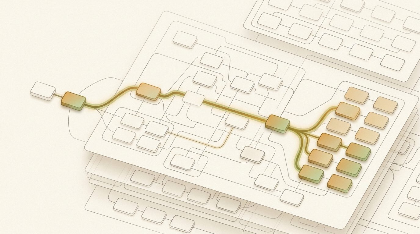 Warm diagnostic system map tracing a root cause path through interconnected IT services