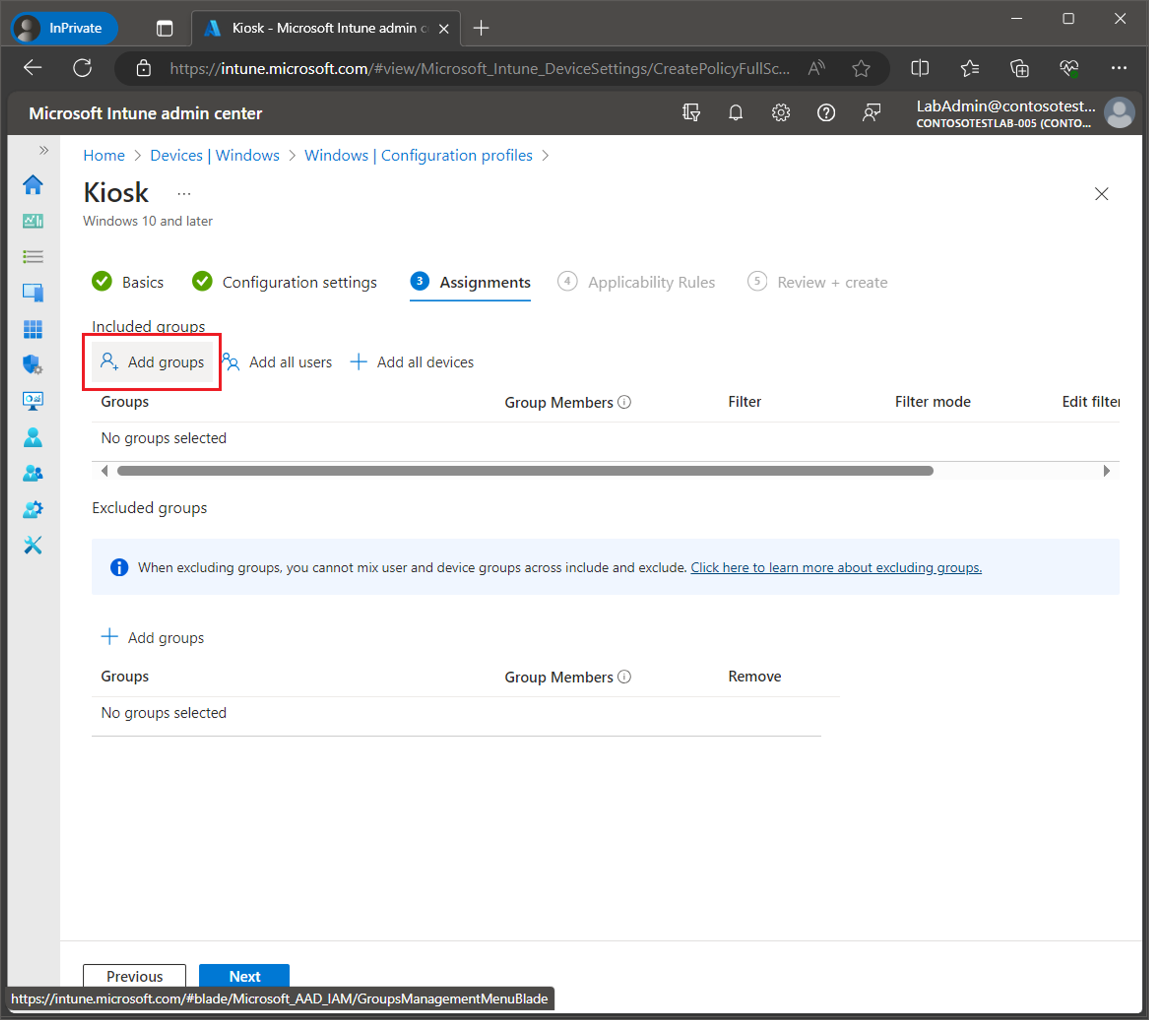 Set up Windows Kiosk Mode with Intune screenshot 19