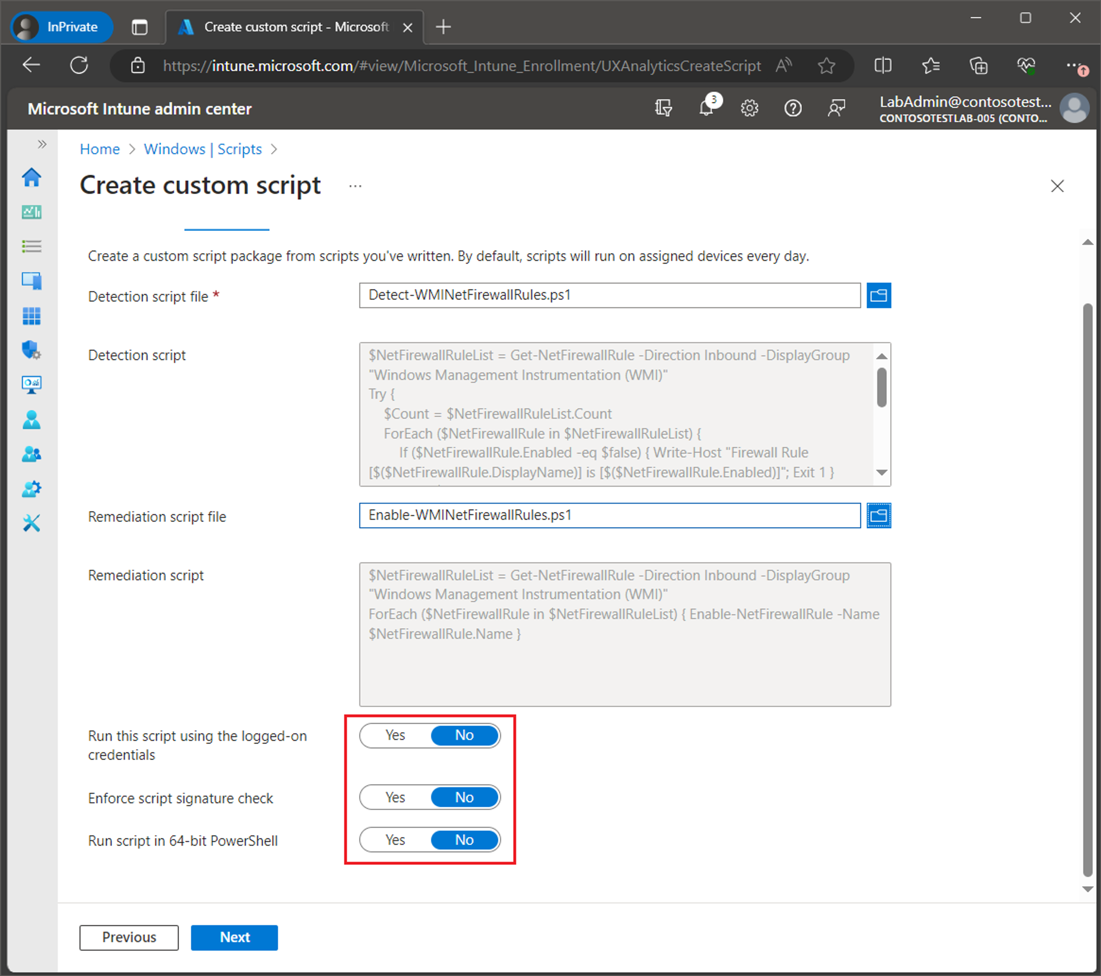Deploy a remediation script using Intune screenshot 8