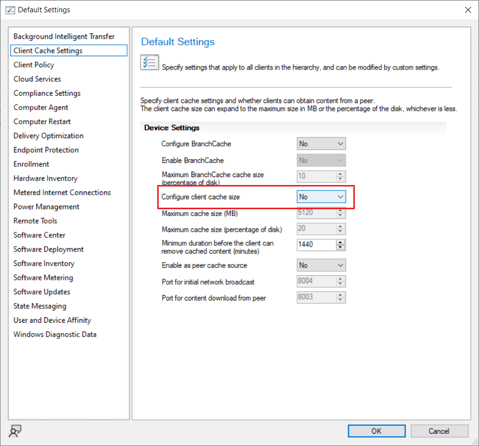 SCCM Client Cache Size screenshot 11