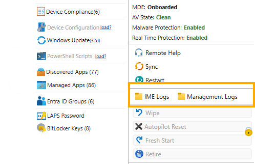 MPA Tools Remote Management IME Logs