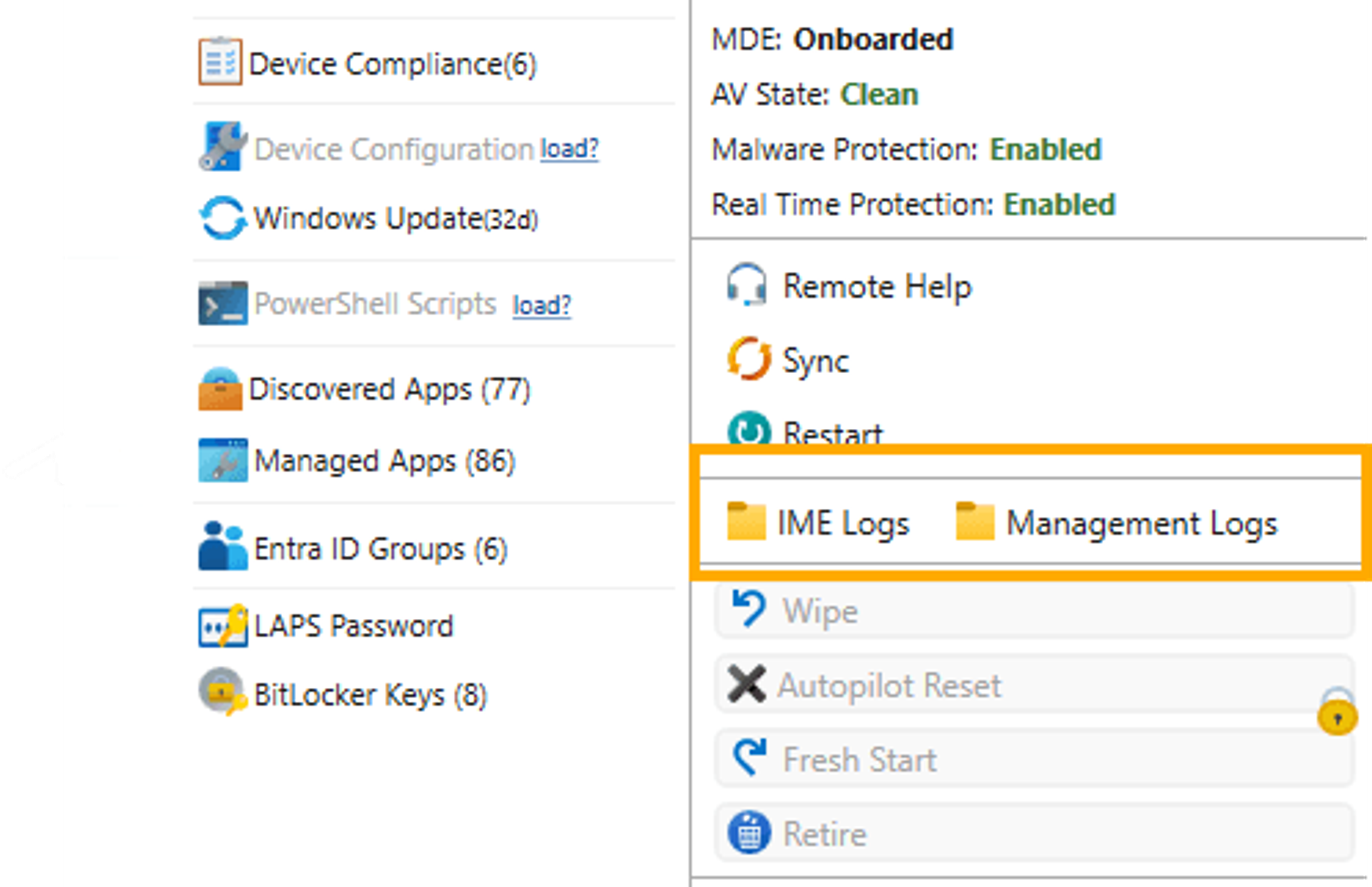 MPA Tools Remote Management IME Logs