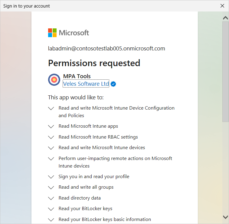 Connecting MPA Tools to Azure Tenant screenshot 7