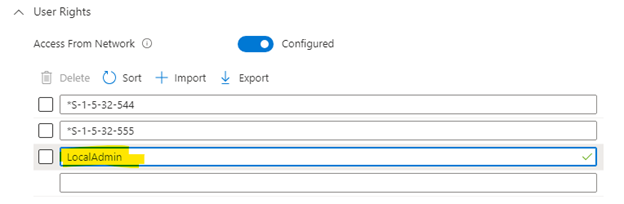 Intune User Rights Assignment