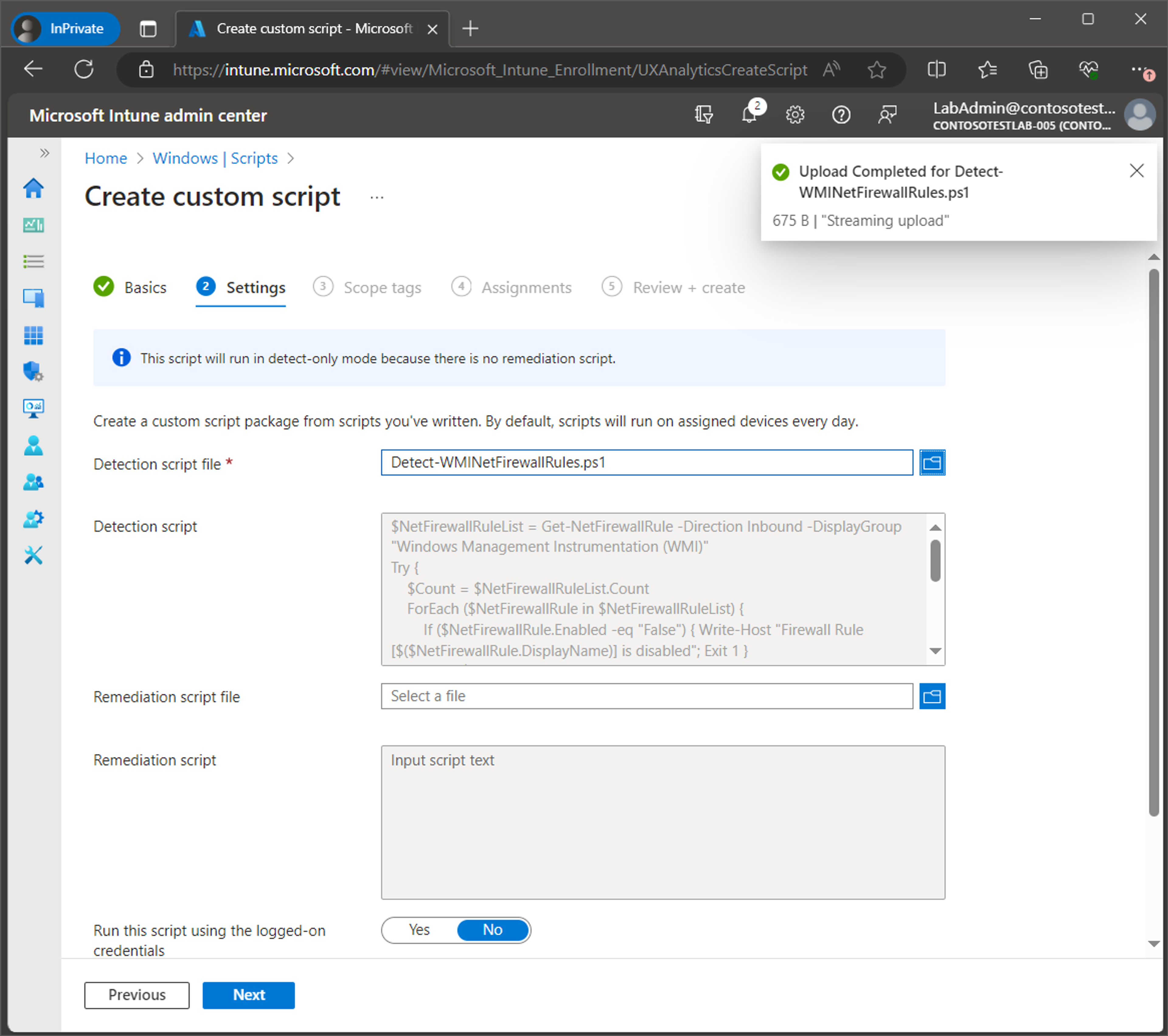 Deploy a remediation script using Intune screenshot 6