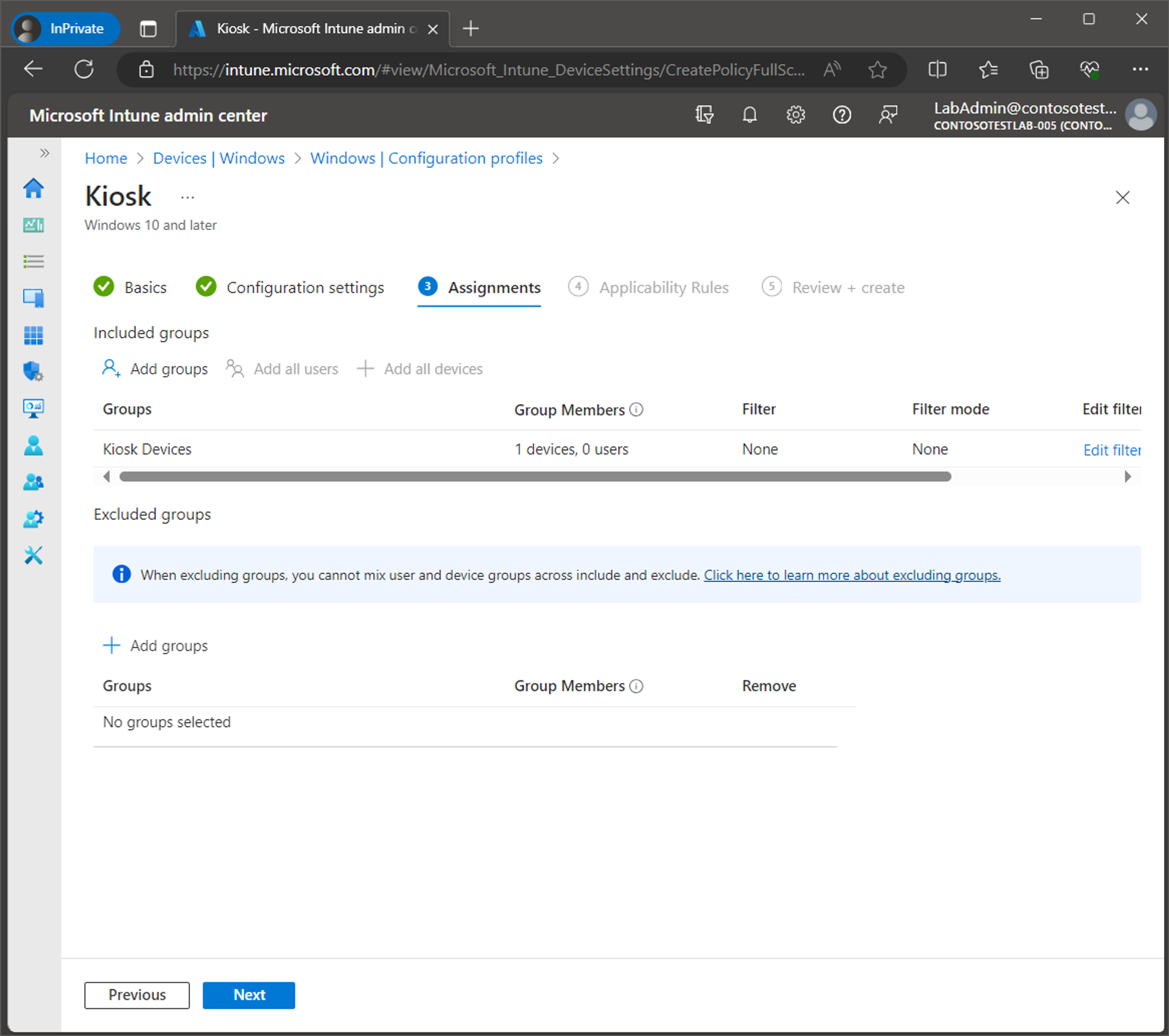 Set up Windows Kiosk Mode with Intune screenshot 21