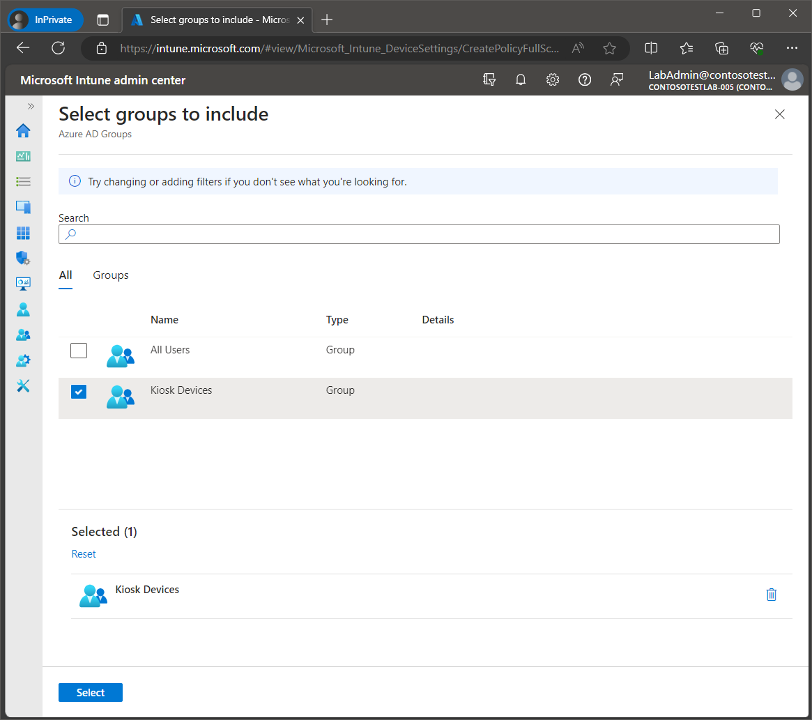 Set up Windows Kiosk Mode with Intune screenshot 20