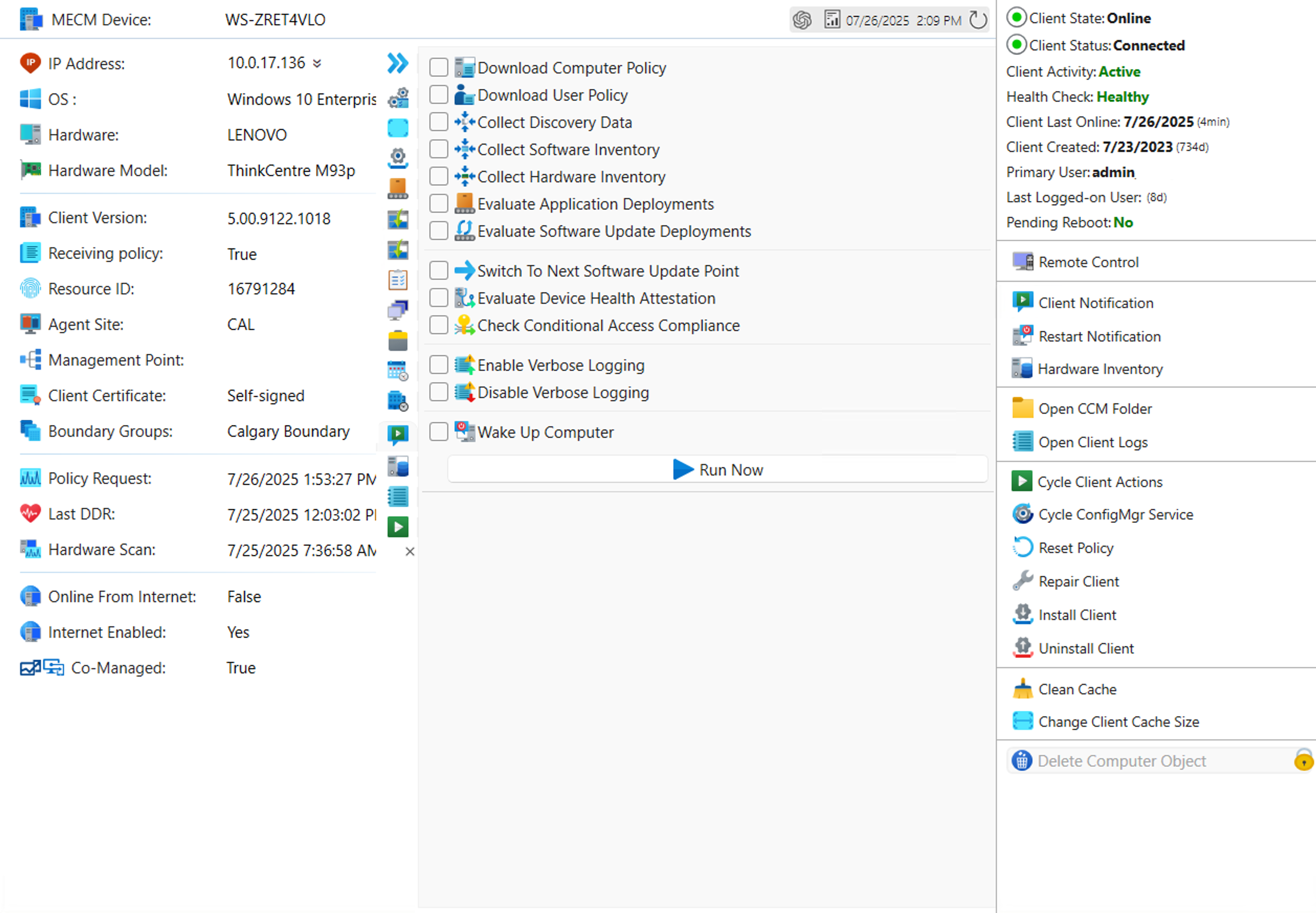 MPA Tools ConfigMgr client notification view