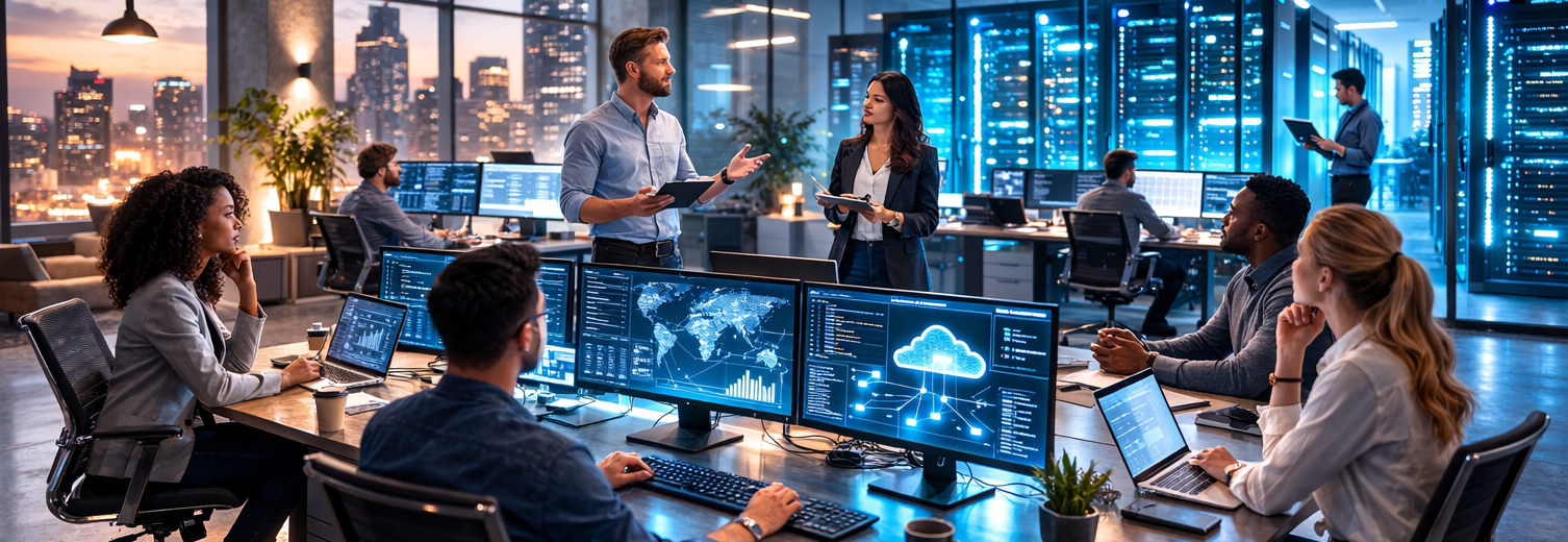 Enterprise IT team monitoring Microsoft infrastructure and security operations