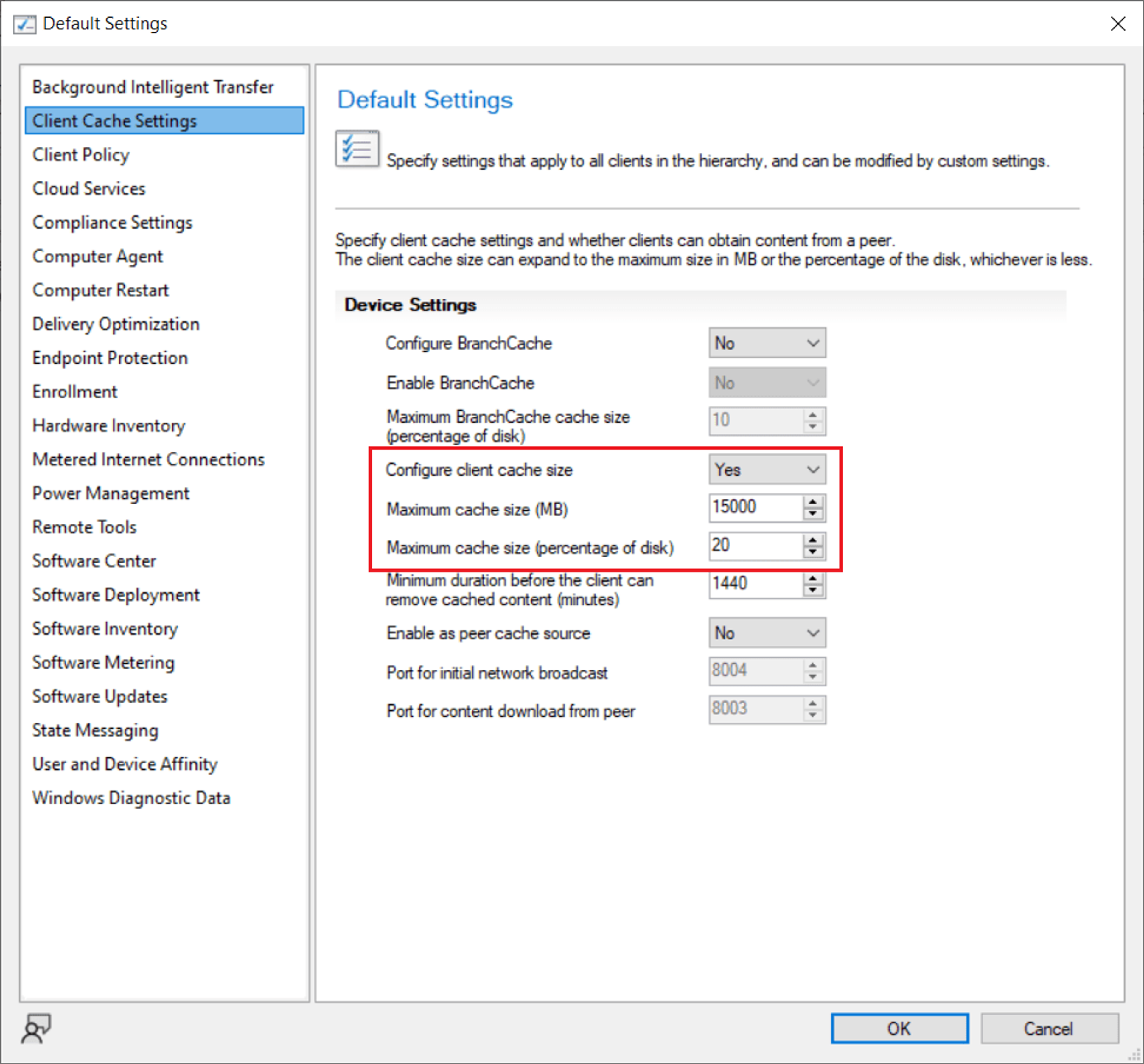 SCCM Client Cache Size screenshot 17