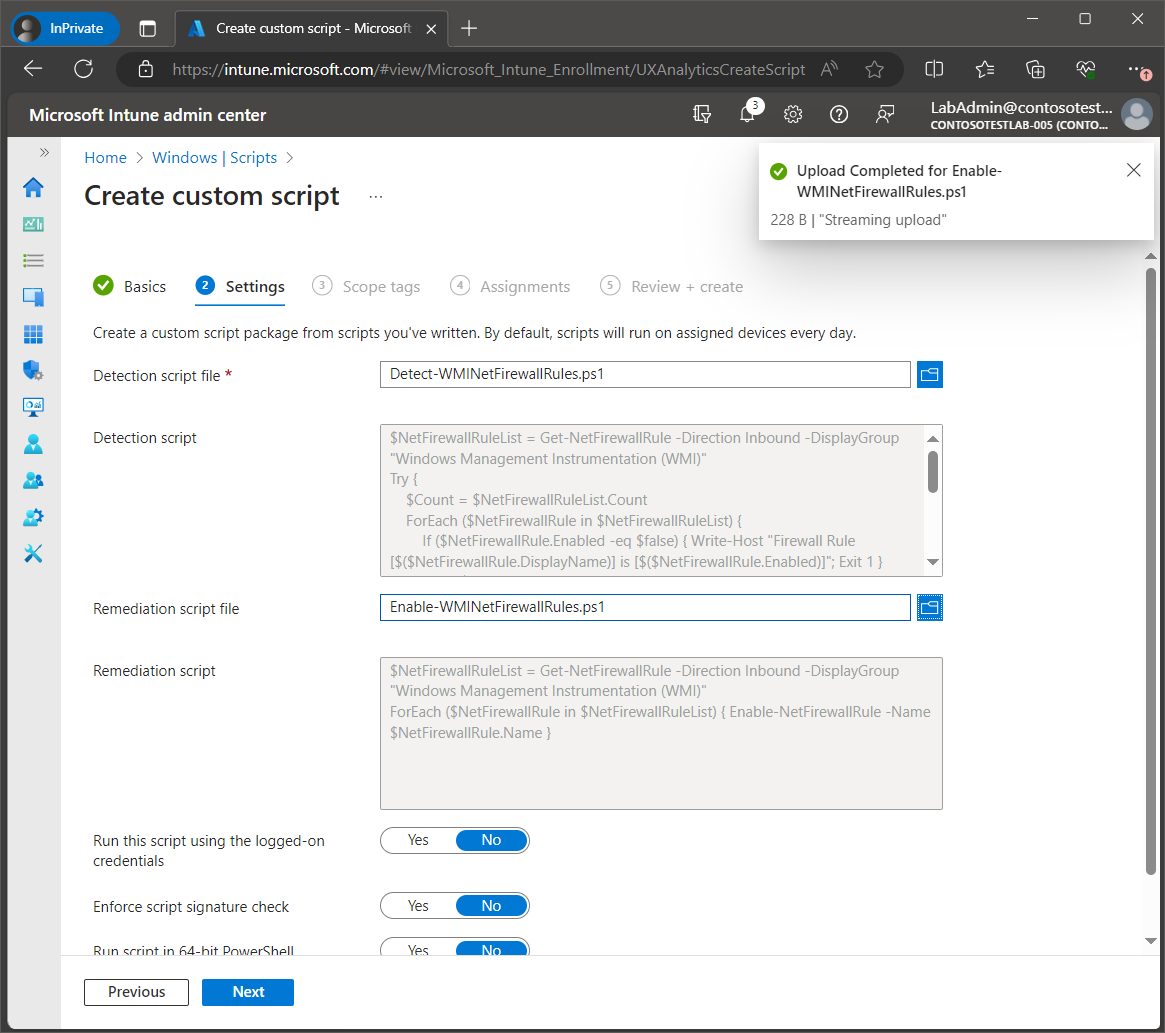 Intune Remote Script Output Deploy a remediation script using Intune