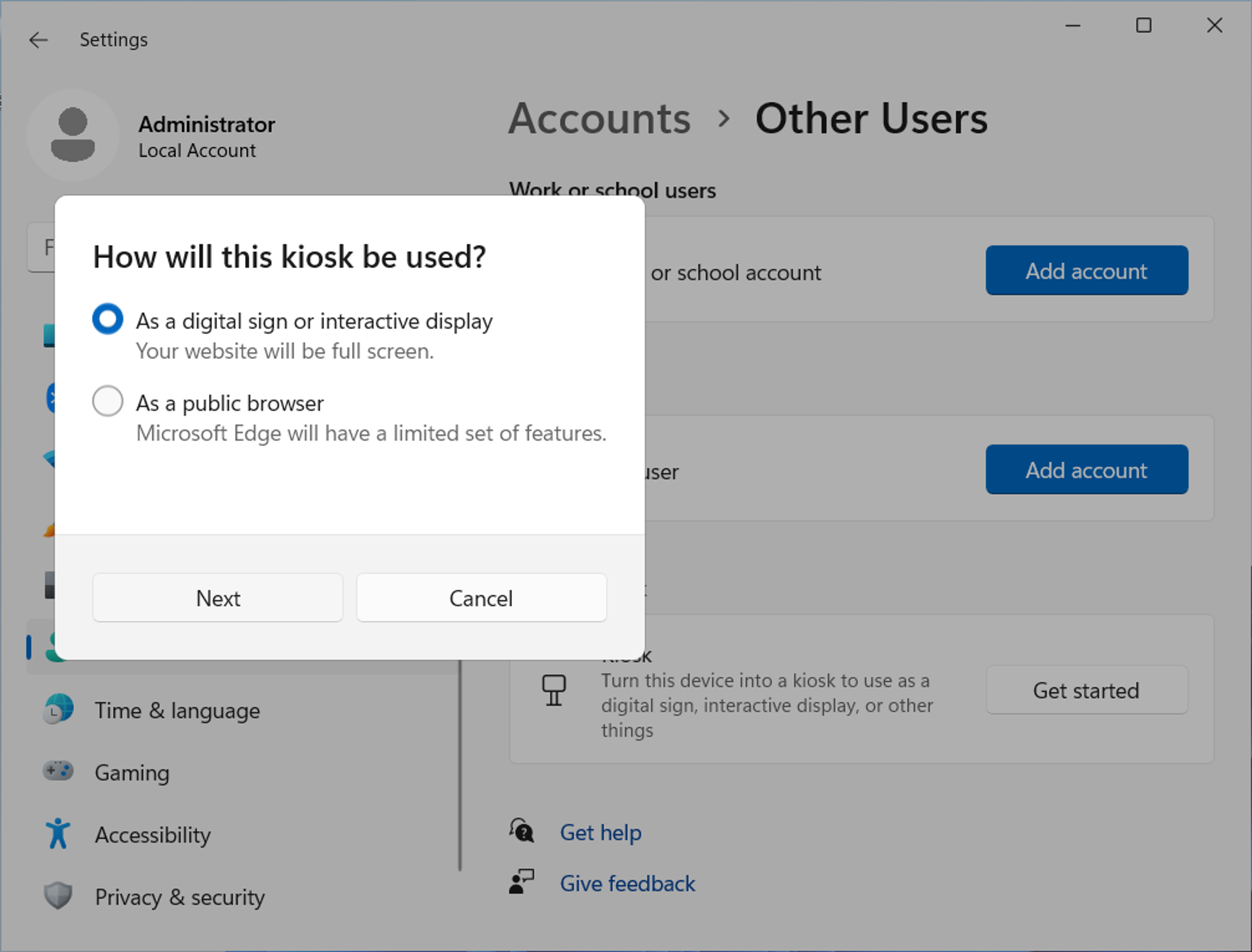 Set up Windows Kiosk Mode screenshot 6