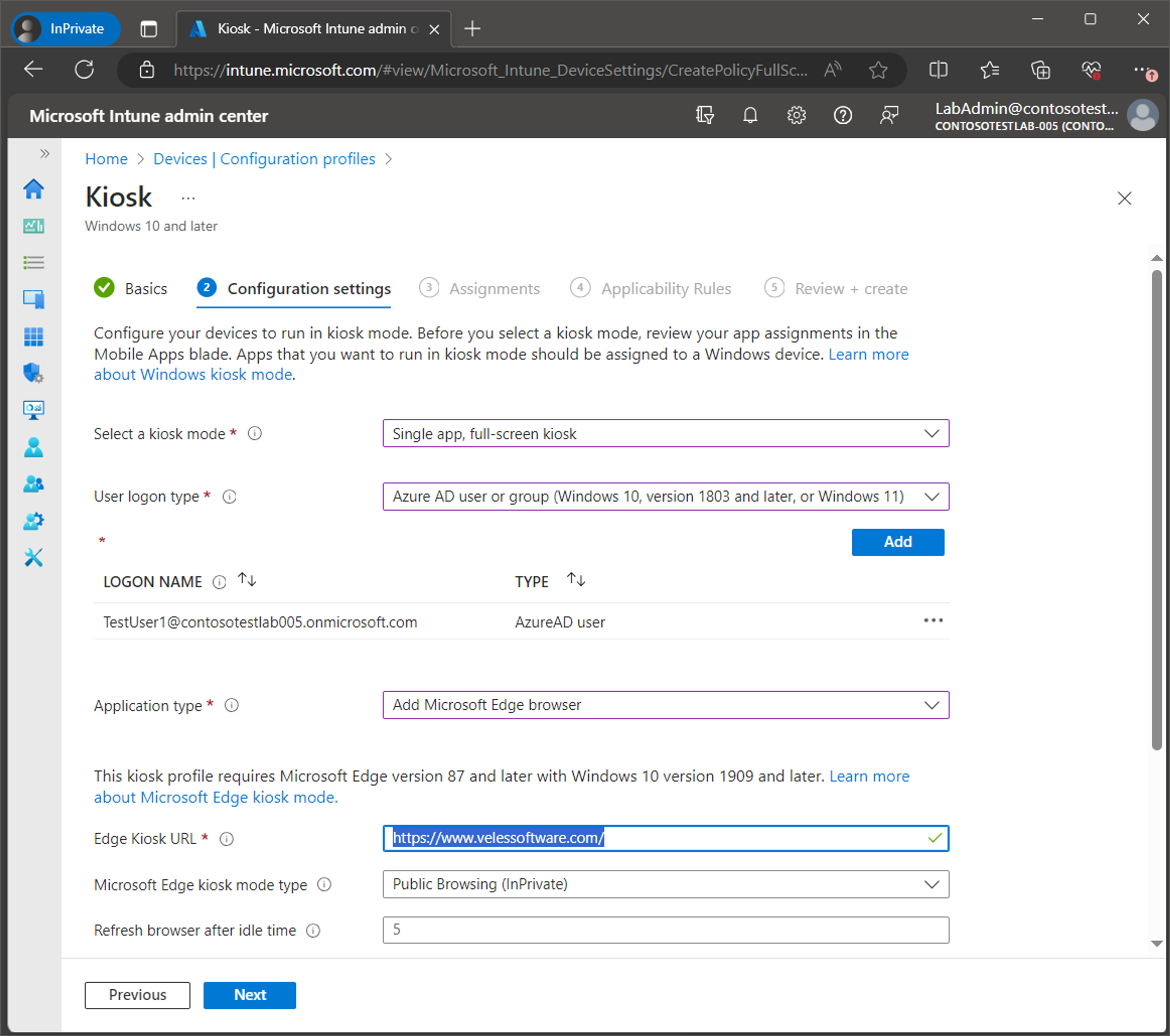 Set up Windows Kiosk Mode with Intune screenshot 15