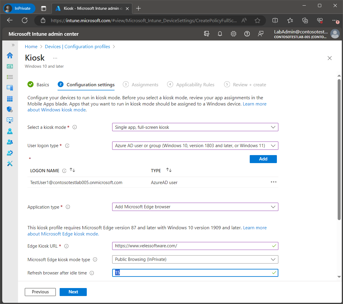 Set up Windows Kiosk Mode with Intune screenshot 17