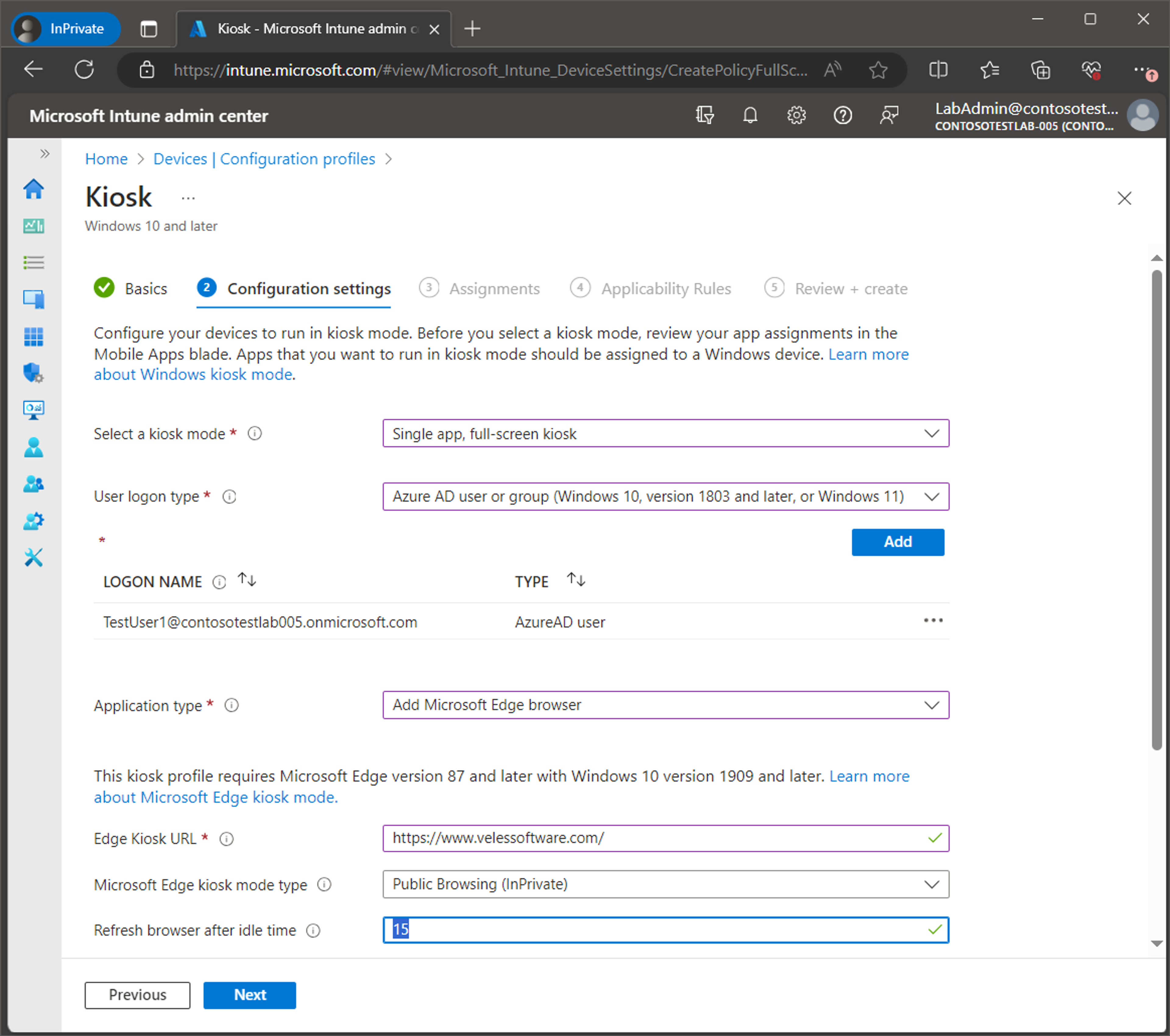 Set up Windows Kiosk Mode with Intune screenshot 17