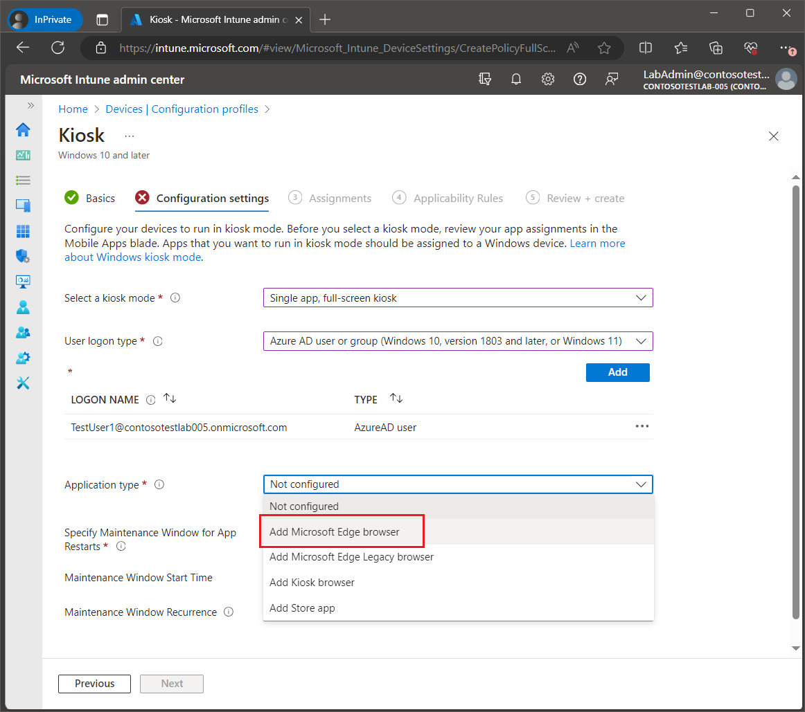 Set up Windows Kiosk Mode with Intune screenshot 14