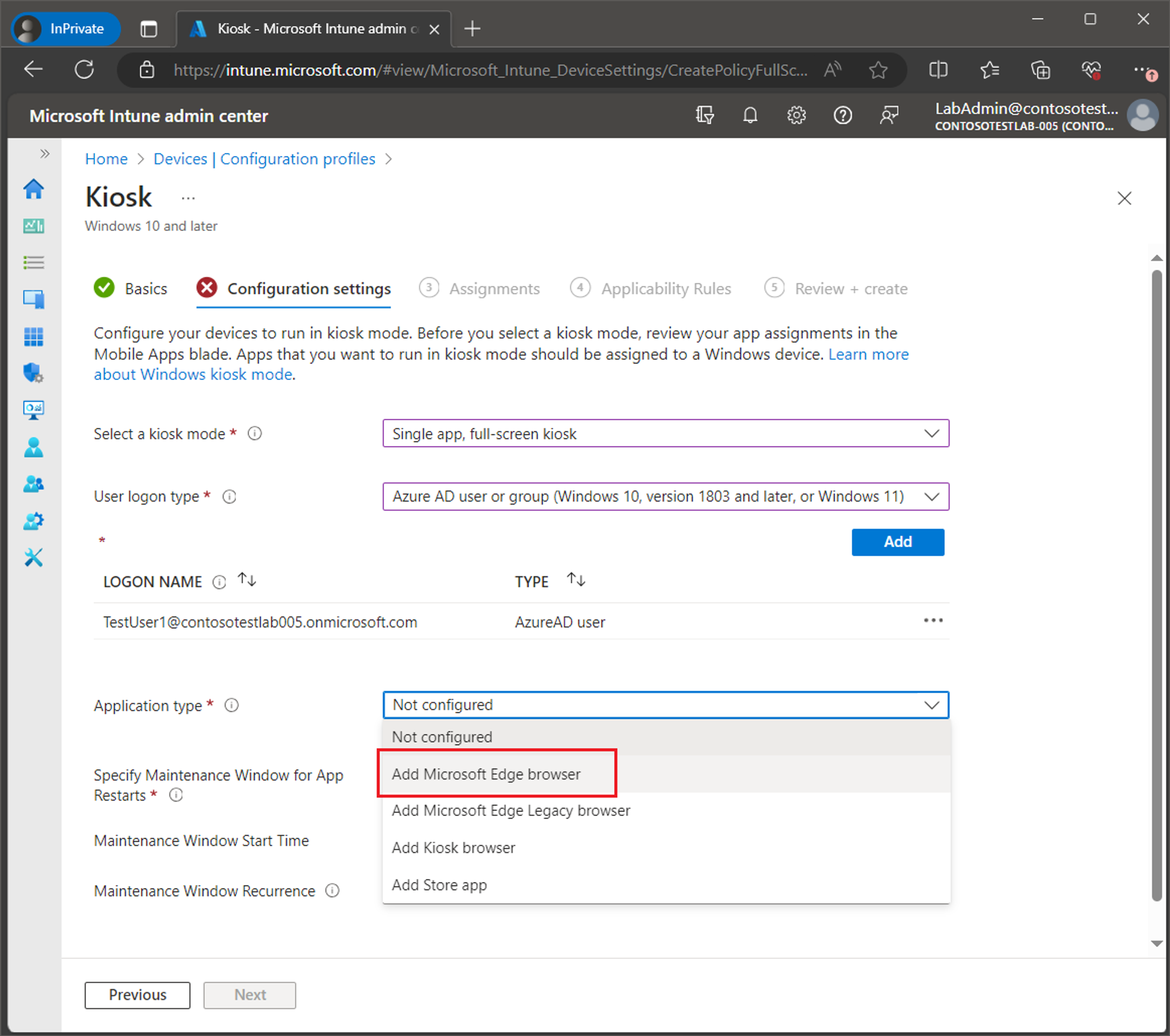 Set up Windows Kiosk Mode with Intune screenshot 14