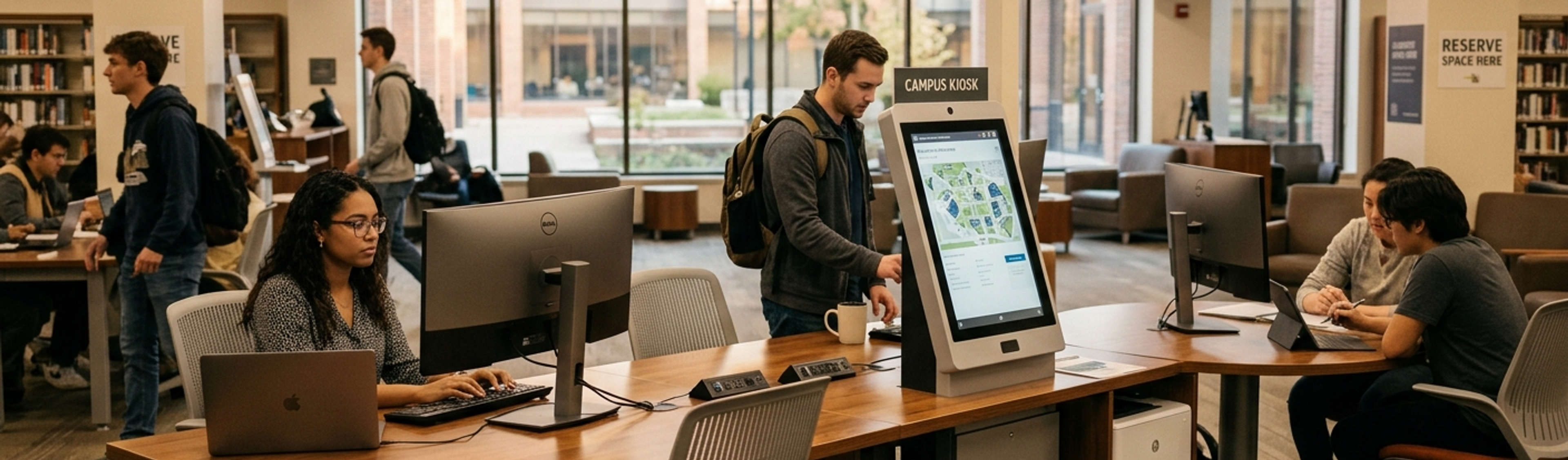 Windows kiosk and shared workstation architecture illustration