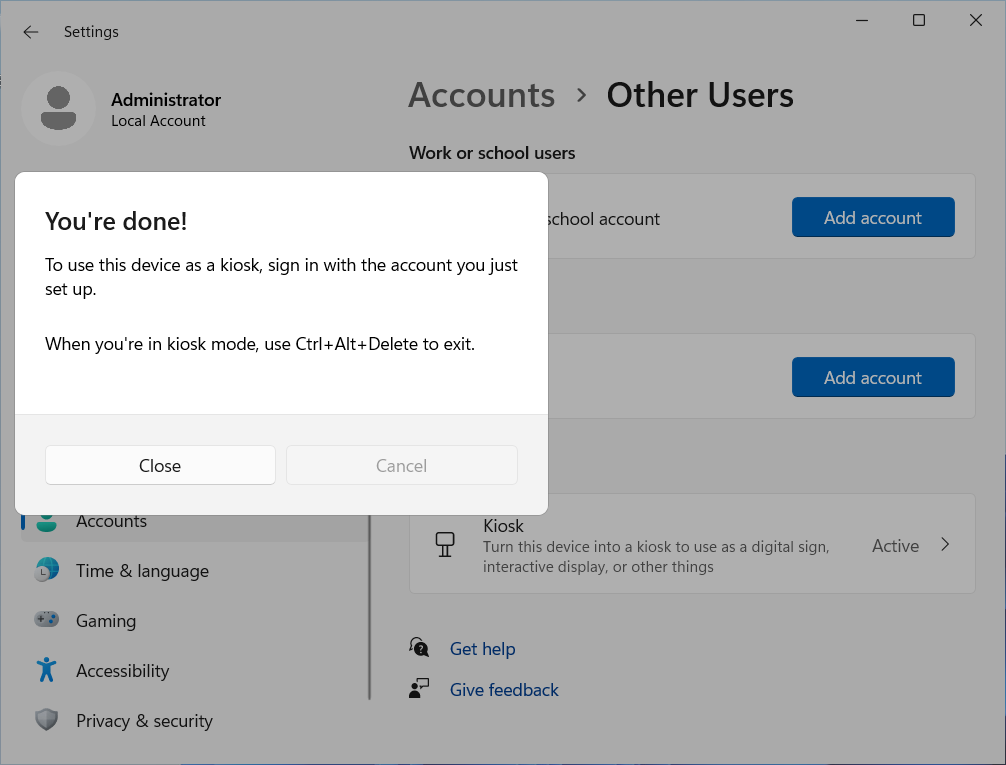 Set up Windows Kiosk Mode screenshot 8