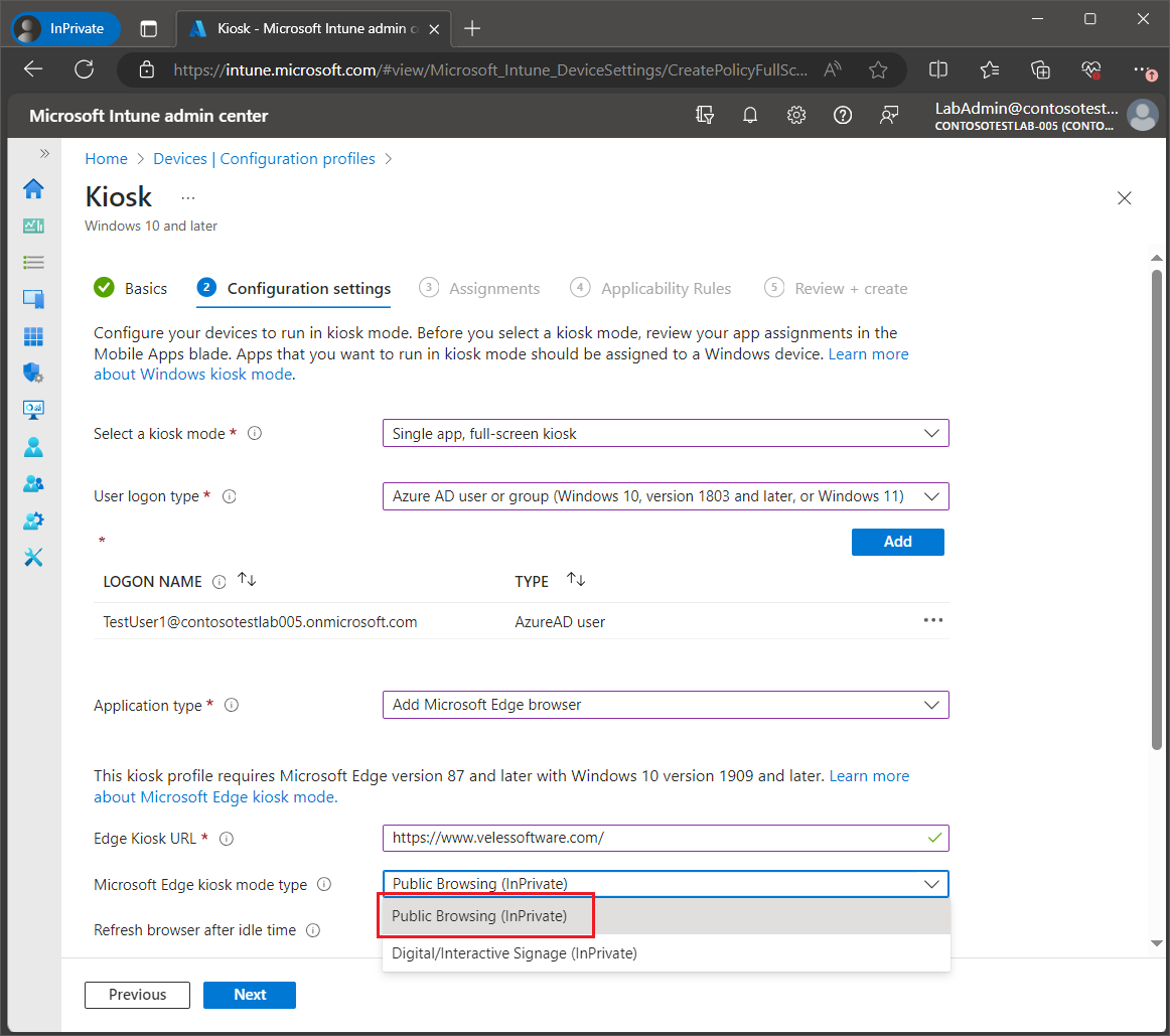 Set up Windows Kiosk Mode with Intune screenshot 16