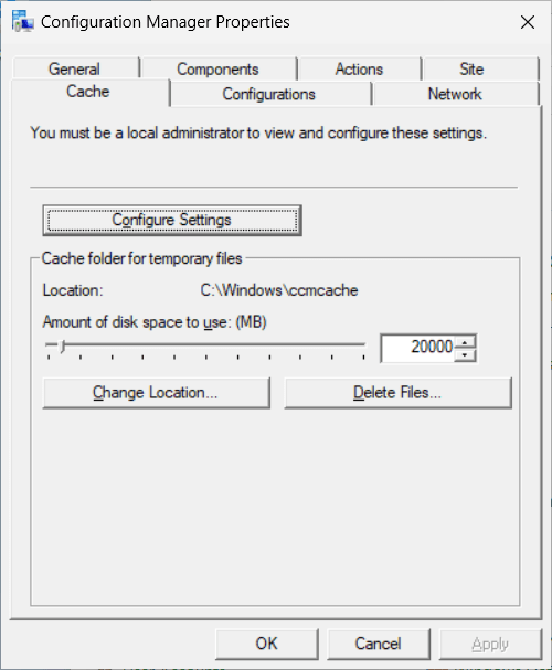 SCCM Client Cache Size