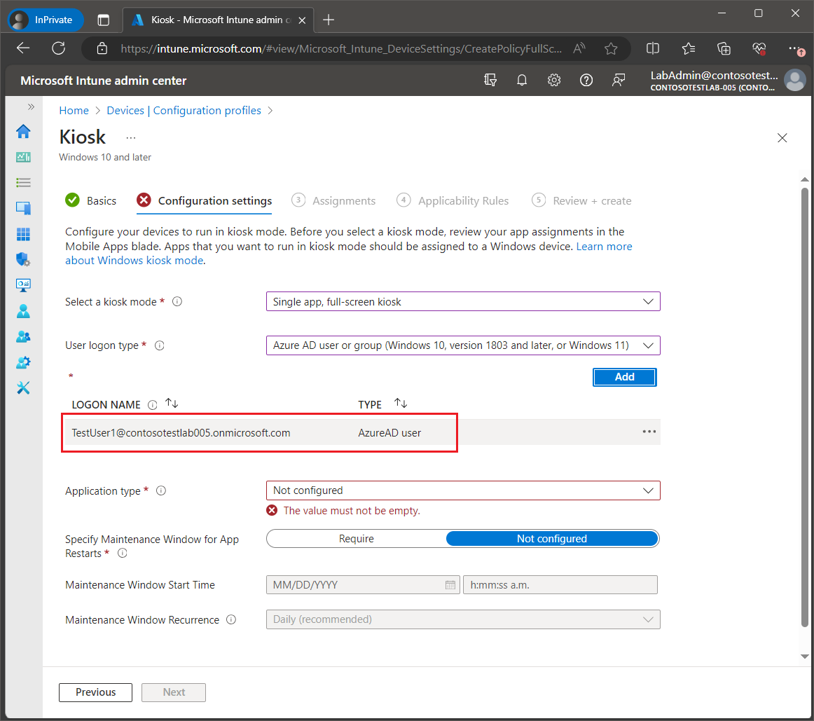 Set up Windows Kiosk Mode with Intune screenshot 13