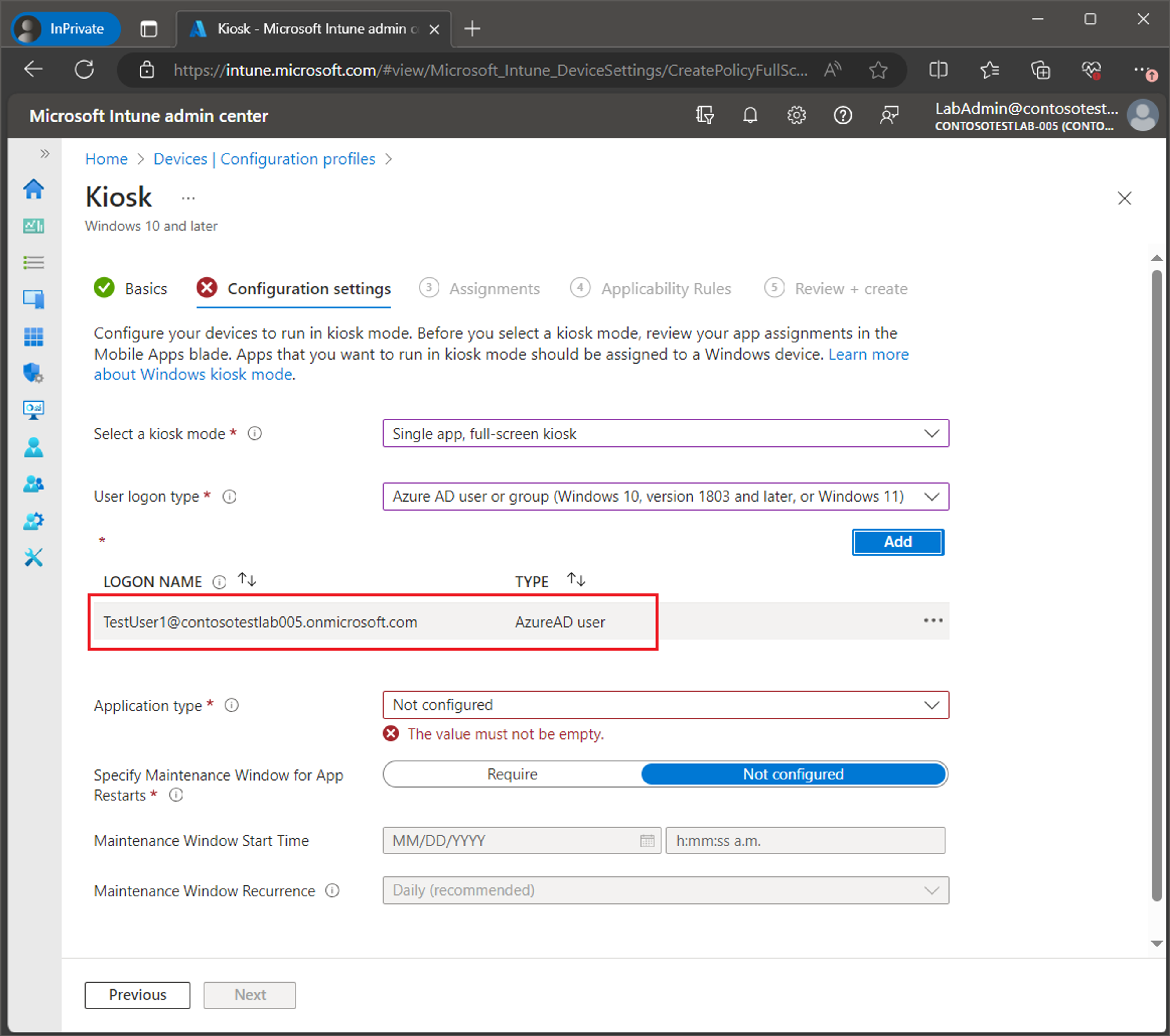 Set up Windows Kiosk Mode with Intune screenshot 13
