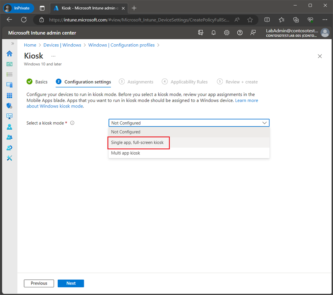 Set up Windows Kiosk Mode with Intune