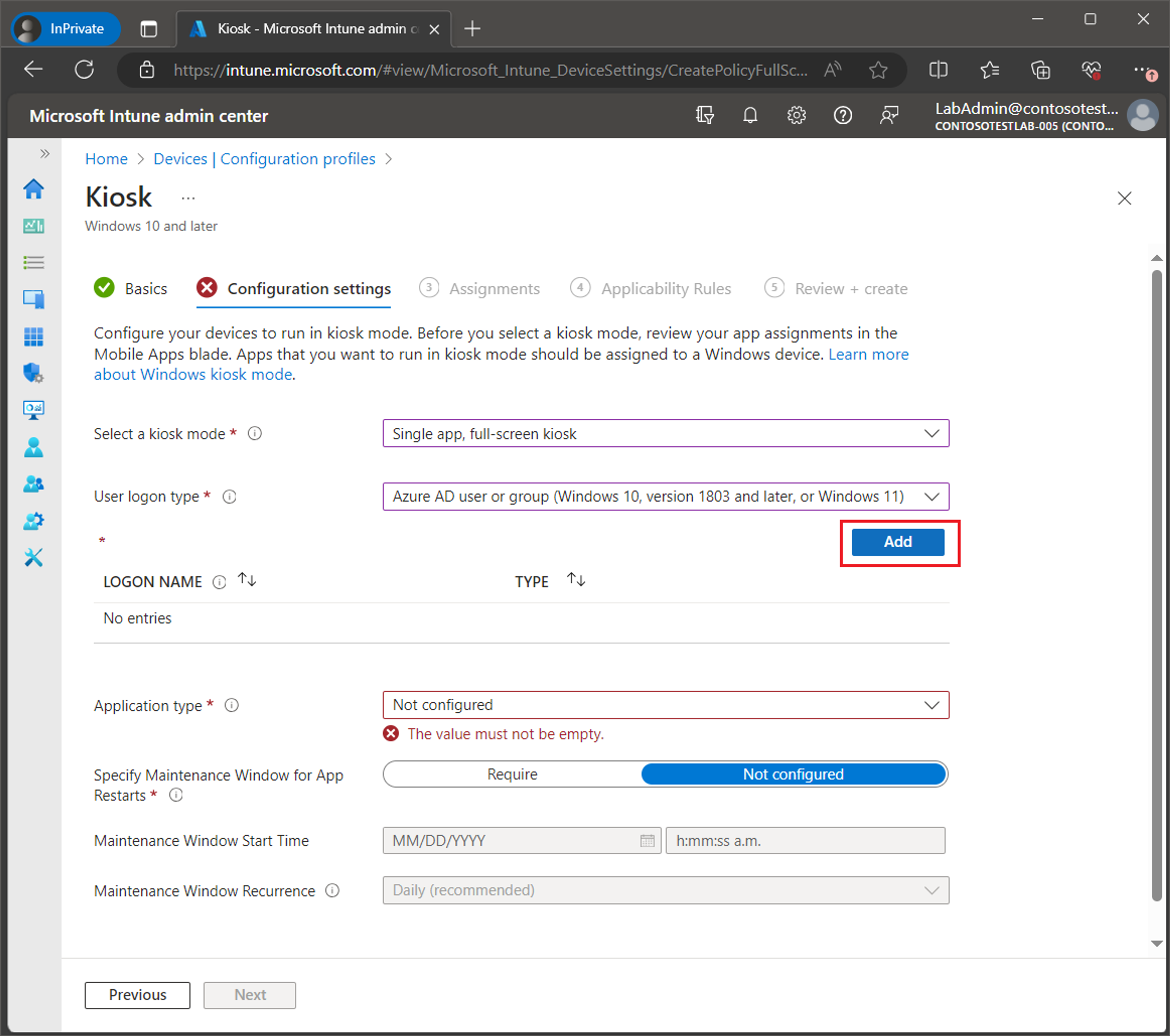 Set up Windows Kiosk Mode with Intune screenshot 11
