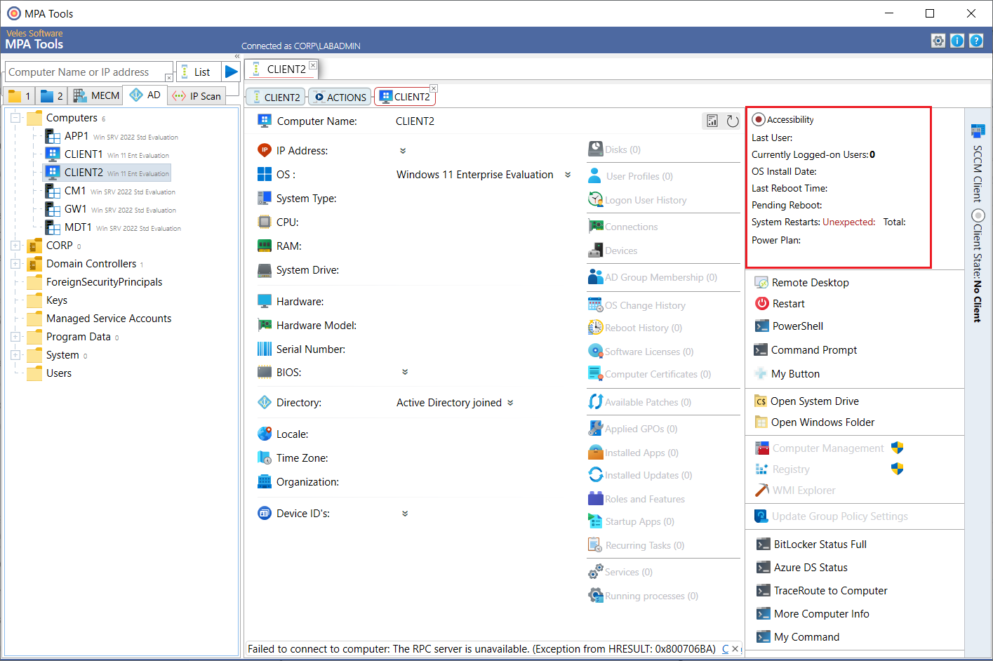 Enable the WMI Firewall Rules for Client Accessibility in MPA Tools screenshot 1