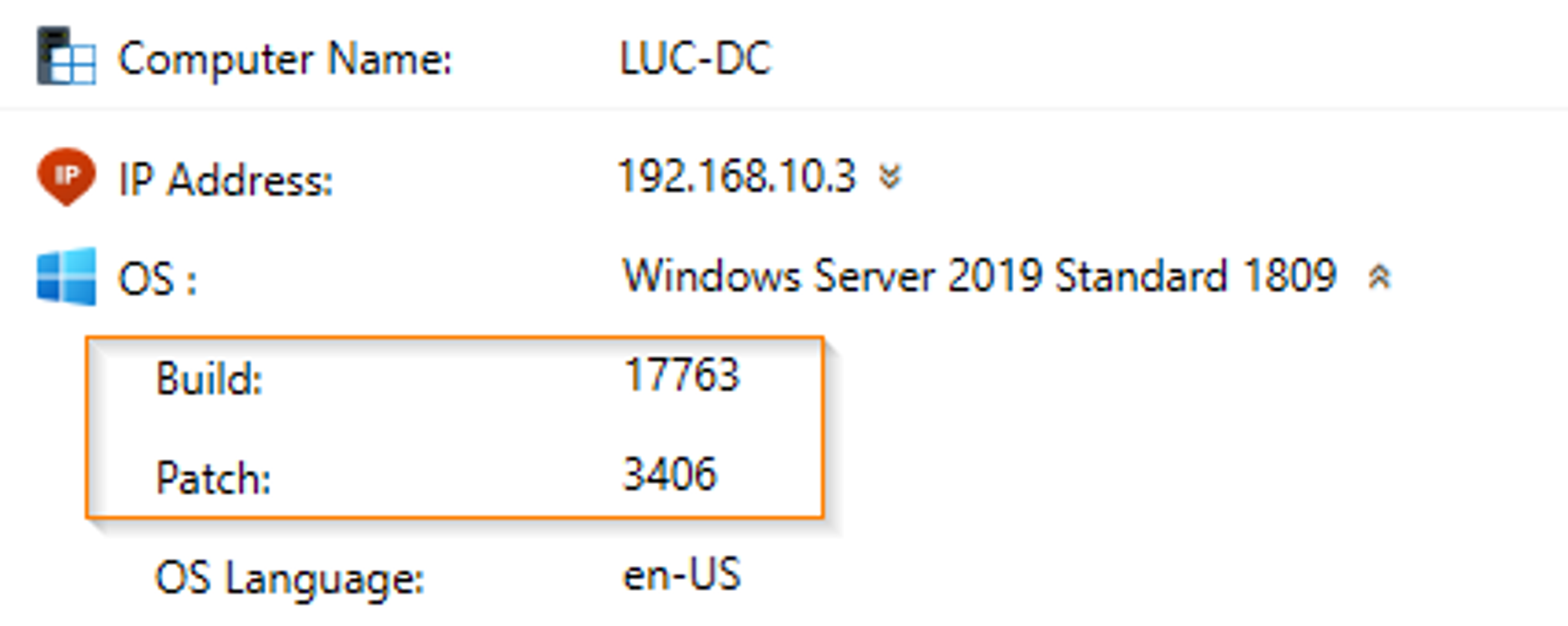 Operating System patch numbers