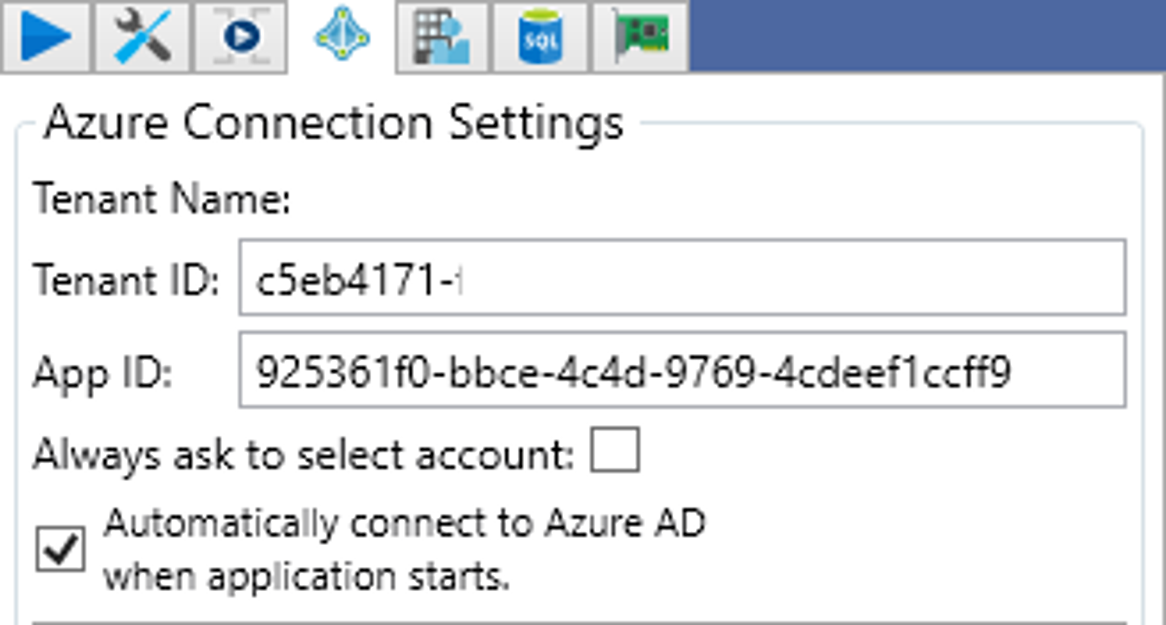 MPA Tools Azure AD settings
